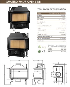 Камінна топка A.Caminetti QUATTRO 70 L/R Open Side